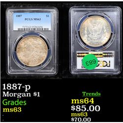 PCGS 1887-p Morgan Dollar $1 Graded ms63 By PCGS