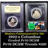 Image 1 : Proof 1992-S Columbus Modern Commem Half Dollar 50c Graded GEM++ Proof Deep Cameo By USCG