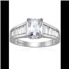 Image 1 : Decadence Sterling Silver 6x8mm Emerald Cut Eng Ring w Graduated Baguette Band Size 8