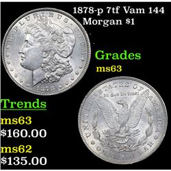 1878-p 7tf Vam 144 Morgan Dollar $1 Grades Select Unc