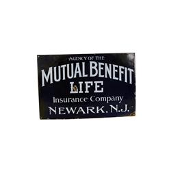 "Mutual Benefit Life"  Porcelain Sign