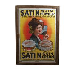 1903 "Satin " Silk Ad Poster  Lady w/ F