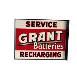 "Grant Batteries"  tin 2-sided flange s