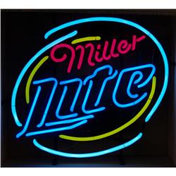 Neon Sign:  Miller Lite Beer     Yellow