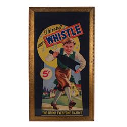 "Whistle"  die-cut cardboard sign  18 x