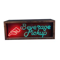 "Beverage Pick-Up" Vintage Neon in Wood