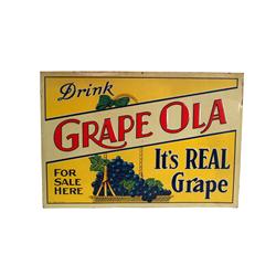 Pressed Tin Sign  "Grape Ola"  14 x 20