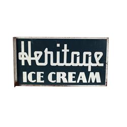 "Heritage Ice Cream"  Tin w/ enamel 2-s