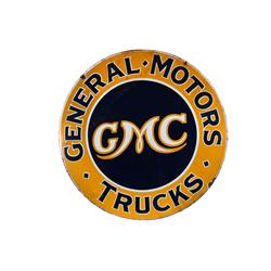 "GMC" 30" round, 2-sided porcelain sign