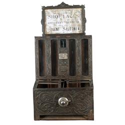 Cast-Iron, Coin-Op Shoelace Vendor