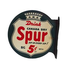 "Spur"  tin die cut 2-sided flange sign