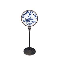 "NO PARKING" Sign  2-sided round porcel