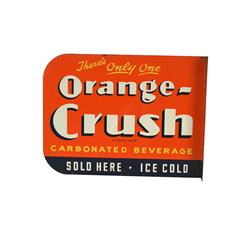 "Orange Crush"  tin 2-sided flange sign
