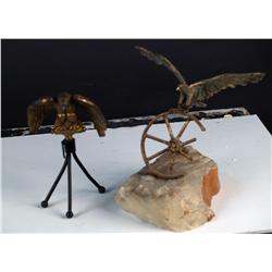Lot of 2 Small Bronze Eagle Sculptures