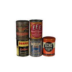 Lot of 5:  Colorful Coffee Tins