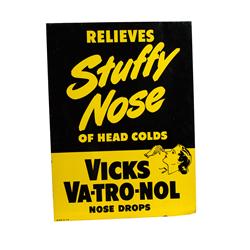 Vicks Nose Drops Sign  1947  17 x 23 "
