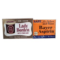 Lot of 2 Tin Signs  Lady Bordens & a Ba