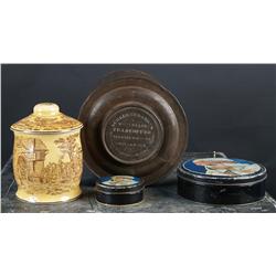 Lot of 4 Items:  Blue Boar Humidor, Tea