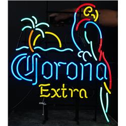 Neon Sign:  Corona Parrot w Palm Tree &