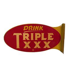 "Triple XXX " tin die-cut 2-sided flang