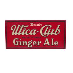 Utica Club  tin embossed sign  11 x 24"