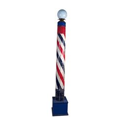 Early wooden Barber Pole on sq base w/ 