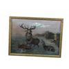 Image 1 : "Stag & Wolf"  Oil Painting  19th Centu