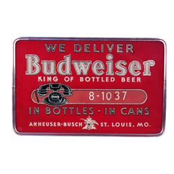 "Budweiser"  Delivery Sign  Reverse Gla