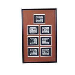 Framed Collection of Glass Adv Slides
