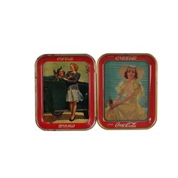 Lot of 2, Coca-Cola Serving Trays 1938 