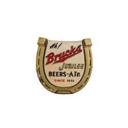 "Brucks Beer"  tin die-cut embossed sig