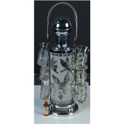 Liquor Dispenser & Seagrams Bottle Open