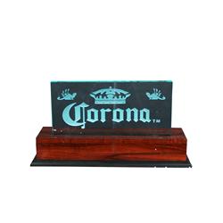 Corona Glass Edge-lit Sign w Wood base 