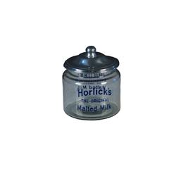 "Horlicks" Malted Milk Glass Jar w lid