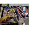 Image 1 : CONTENTS OF CART, CHAIN HOIST, EXTENSION CORDS, ASSORTED HOSES