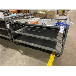 GREY METAL MOBILE 3 TIER 72"L X 33"W X38"H SHOP CART