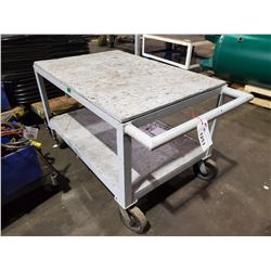 GREY 2 TIER 48" X 32" X  34" MOBILE CART