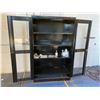 Image 2 : BLACK METAL & GLASS 2 DOOR CABINET 48"W X 24"D X 78"H