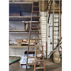 2 ALLRIGHT WOODEN STEP LADDERS, 3' AND 12'