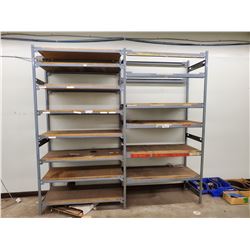 2 BAYS OF METAL SHELVING