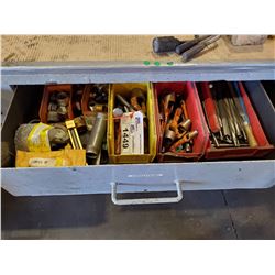 LARGE LOT OF ASSORTED REAMERS, FILES, PUNCHES, FITTINGS, AND MORE