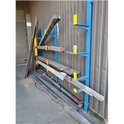 3 PIECE METAL OR WOOD STOCK RACK WITH ASSORTED METAL AND TIMBERS