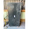 Image 1 : BLACK 2 DOOR METAL CABINET, 3 TIER METAL SHELF UNIT, AND WALL MOUNT CABINET