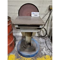 GREY DISC SANDER MOUNTED ON BASE