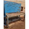 Image 1 : BLUE 2 TIER 72"L X 30"D X 34"H METAL WORKBENCH WITH METAL PEGBOARD BACK