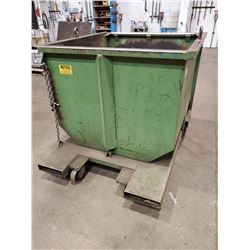 LARGER GREEN MOBILE DUMPING HOPPER WITH NO LID  52"L X 52"W X 47'H