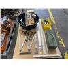 Image 1 : PALLET OF MECHANICAL CALIPERS, T-SQUARES, EMPTY METAL TOOLBOX, AND MORE