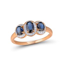 A 14KT ROSE GOLD AND SAPPHIRE & DIAMOND RING.