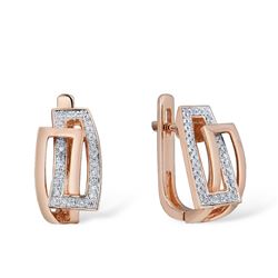 A 14KT ROSE GOLD AND DIAMONDS EARRING.