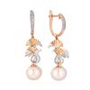 Image 1 : A 14KT ROSE GOLD AND PEARL & DIAMONDS EARRING.